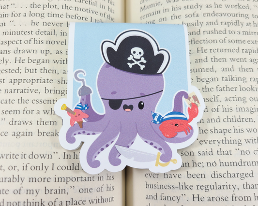Octopus Pirate Magnetic Bookmark