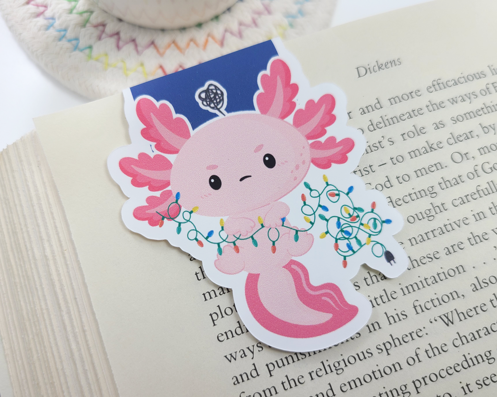 Christmas Axolotl Lights Magnetic Bookmark