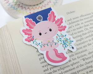 Christmas Axolotl Lights Magnetic Bookmark