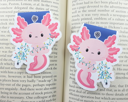 Christmas Axolotl Lights Magnetic Bookmark