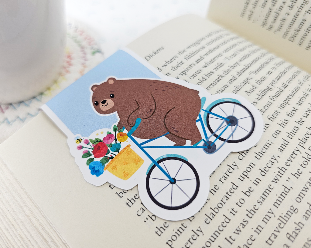 Bear On A Bike Magnetic Bookmark