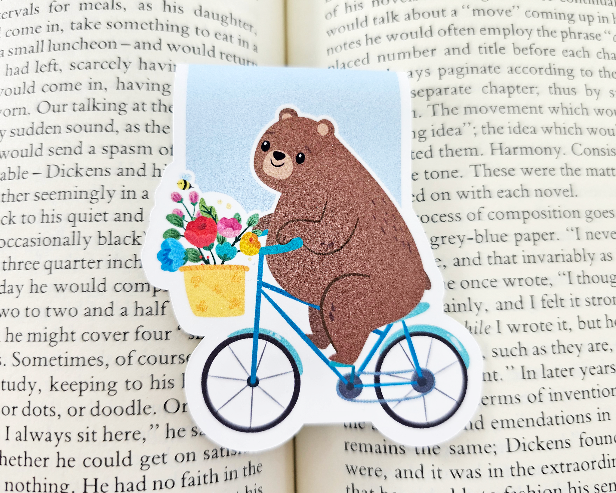 Bear On A Bike Magnetic Bookmark