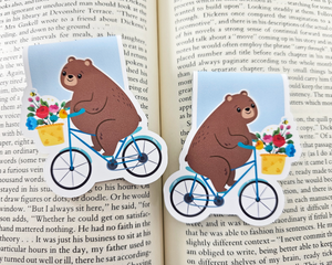 Bear On A Bike Magnetic Bookmark