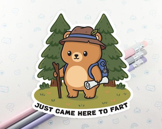 Bear Hiking Came To Fart Sticker