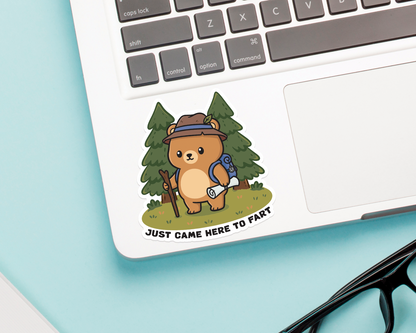 Bear Hiking Came To Fart Sticker