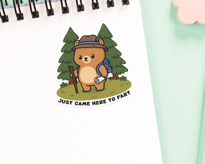 Bear Hiking Came To Fart Sticker