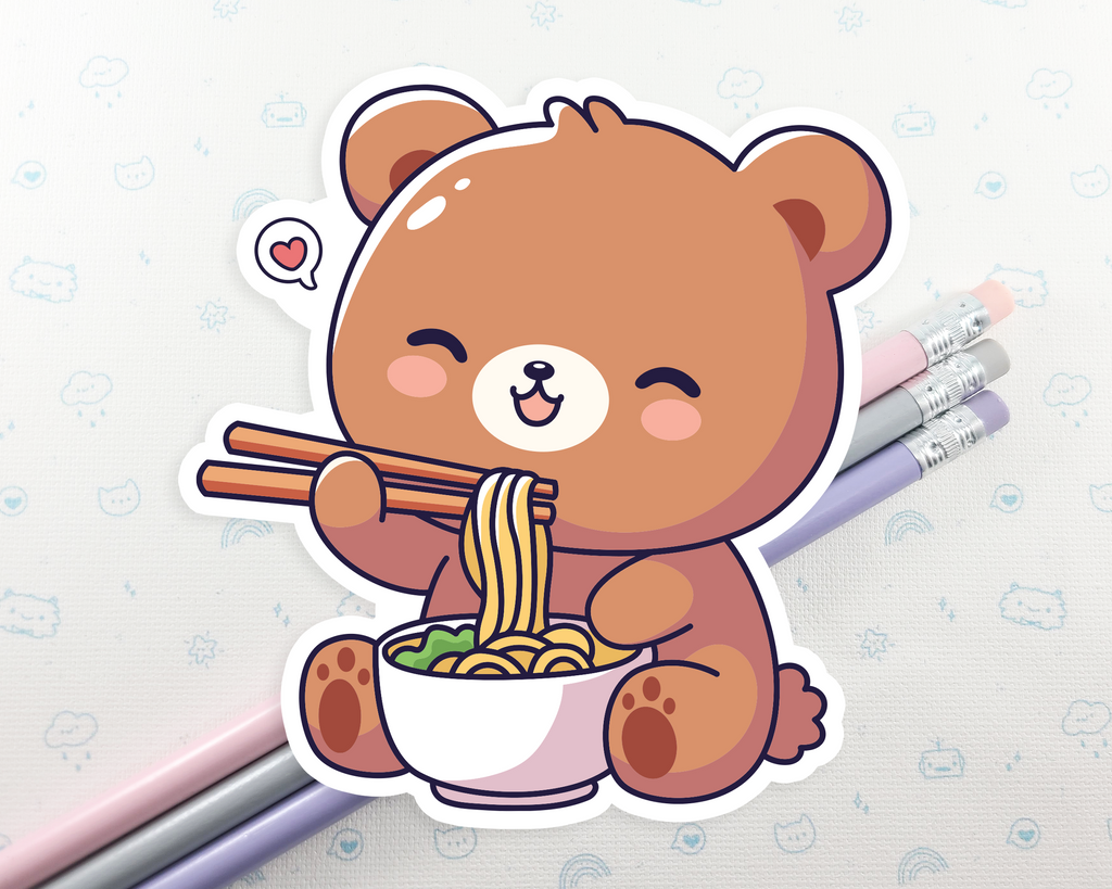 Bear Noodles Sticker