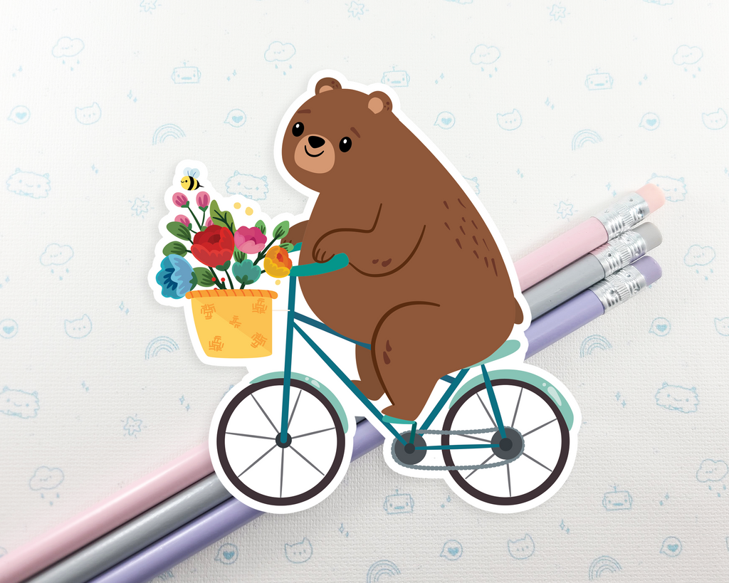 Bear On A Bike Sticker
