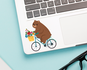 Bear On A Bike Sticker
