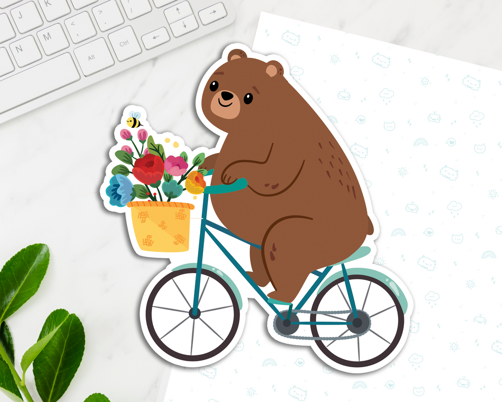 Bear on A Bike Jumbo Sticker