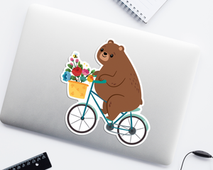 Bear on A Bike Jumbo Sticker