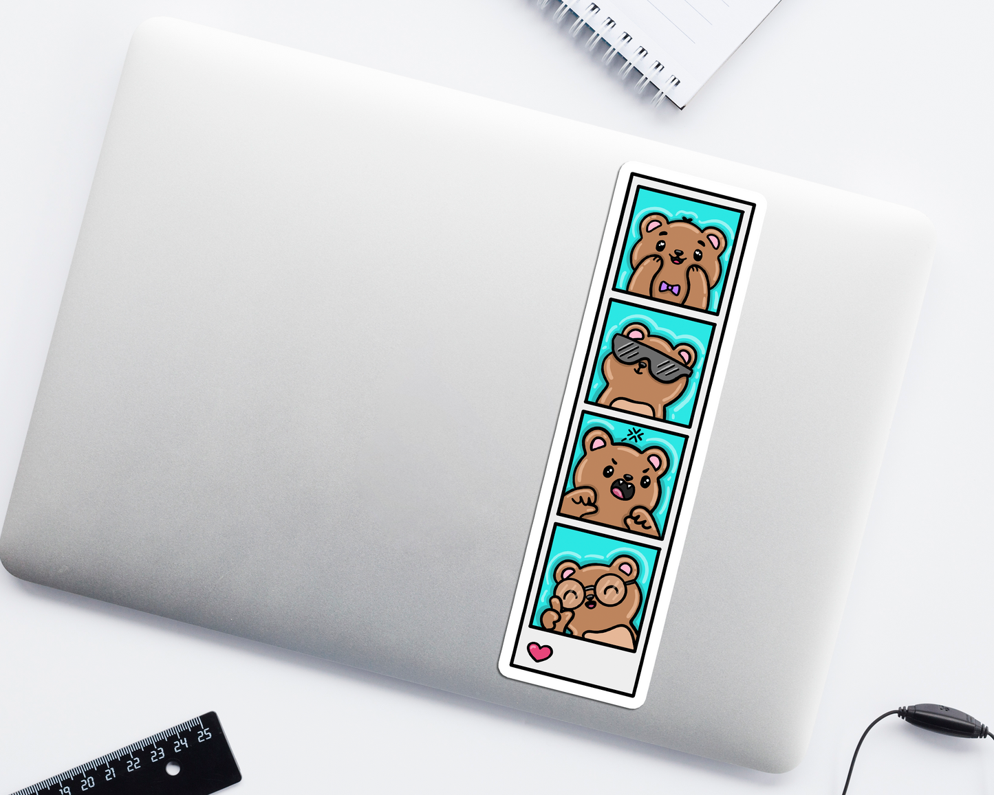 Bear Photo Booth Strip Long Sticker