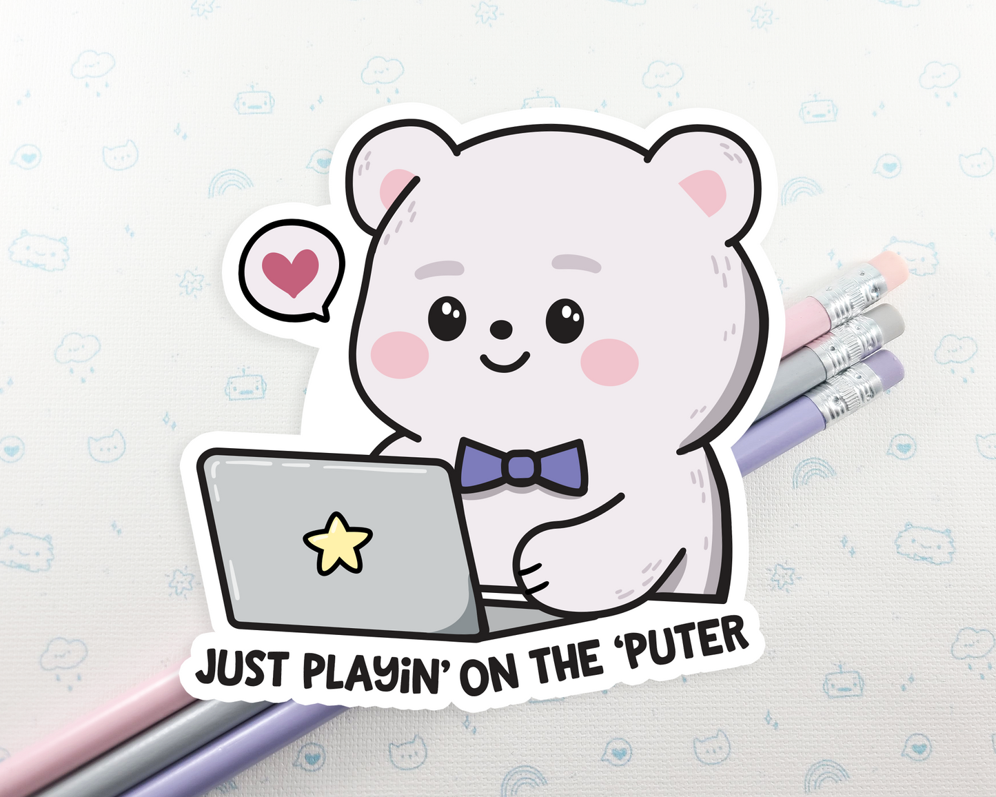 Bear Playin' on the 'Puter Sticker