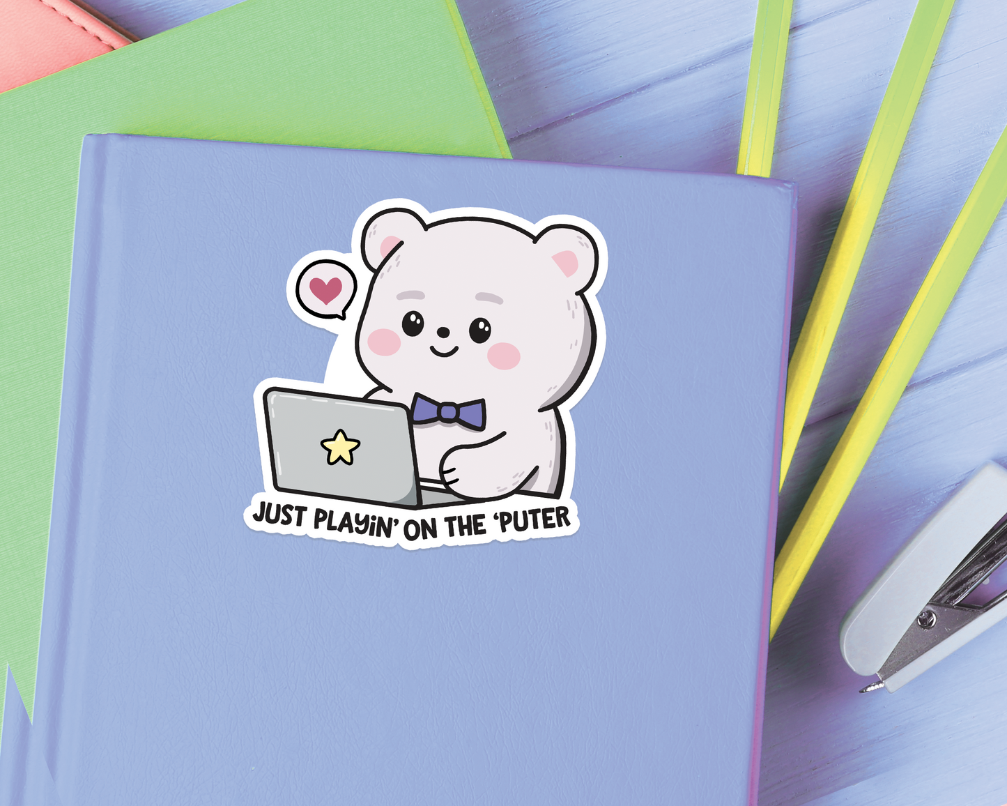 Bear Playin' on the 'Puter Sticker