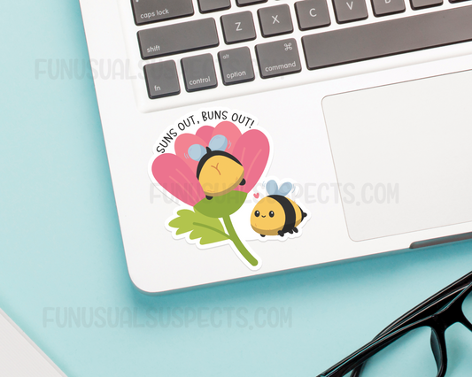 Bee Suns Out Buns Out Sticker