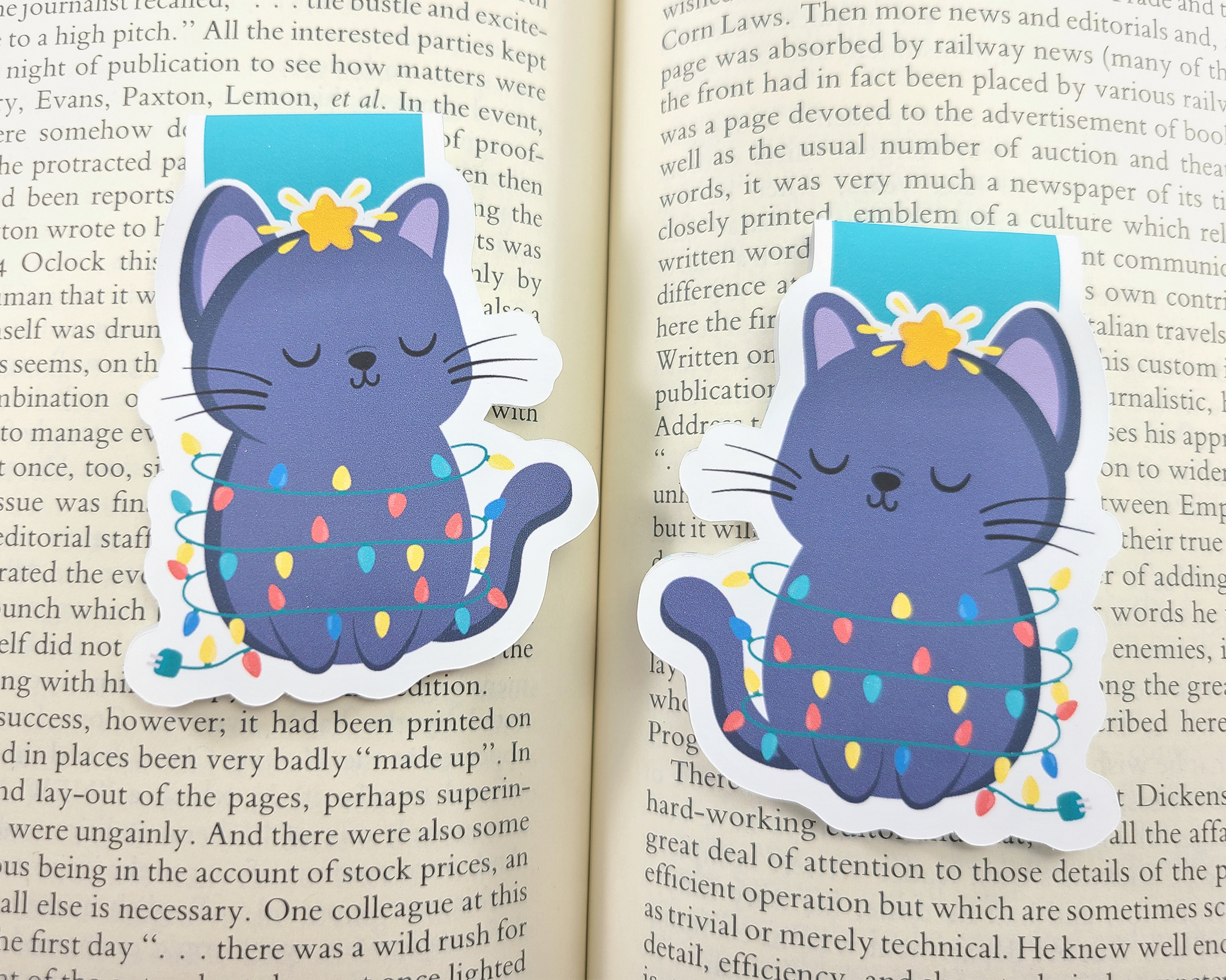 Christmas Cat in Lights Magnetic Bookmark