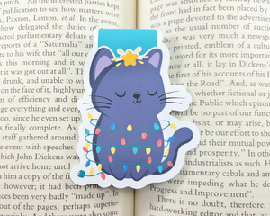 Christmas Cat in Lights Magnetic Bookmark