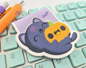 Halloween Cat with Pumpkin Magnetic Bookmark