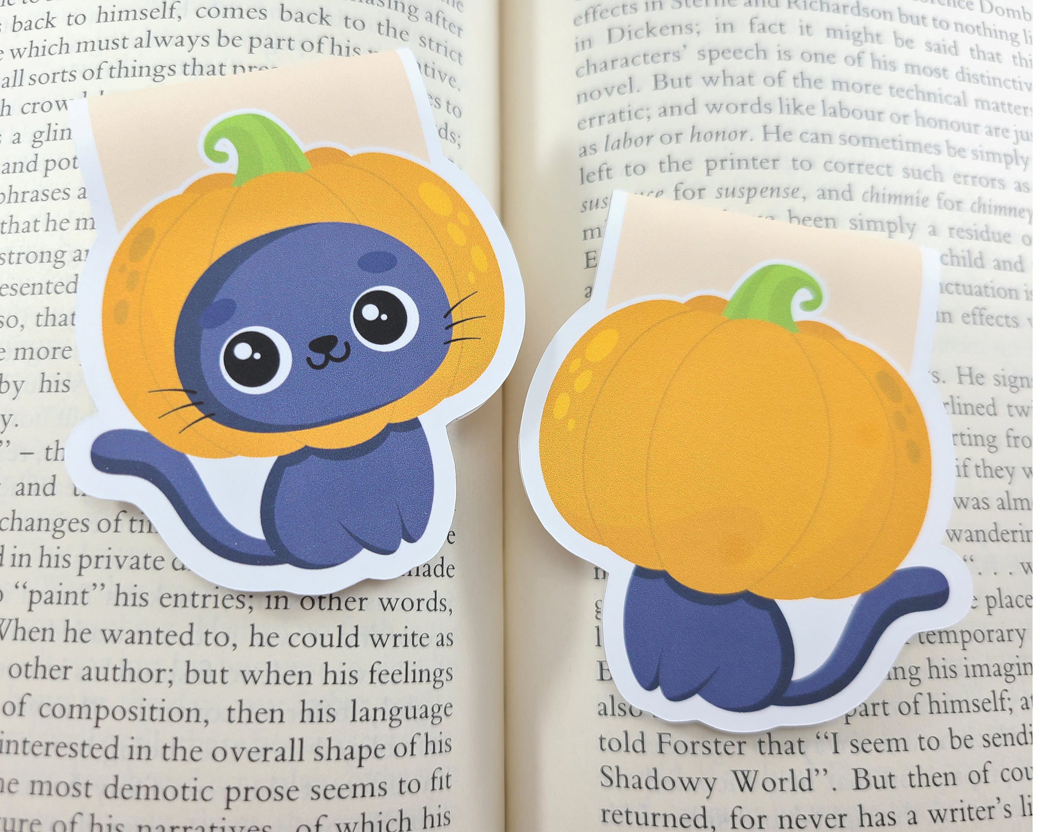 Halloween Cat Pumpkin Head Magnetic Bookmark