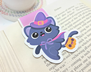 Halloween Cat Witch Magnetic Bookmark