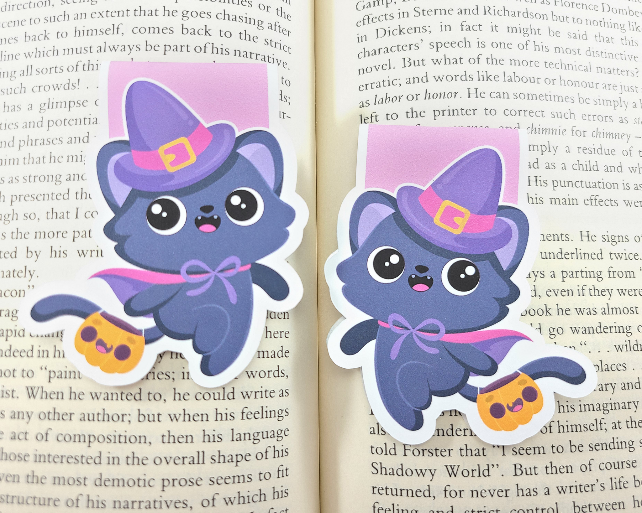 Halloween Cat Witch Magnetic Bookmark