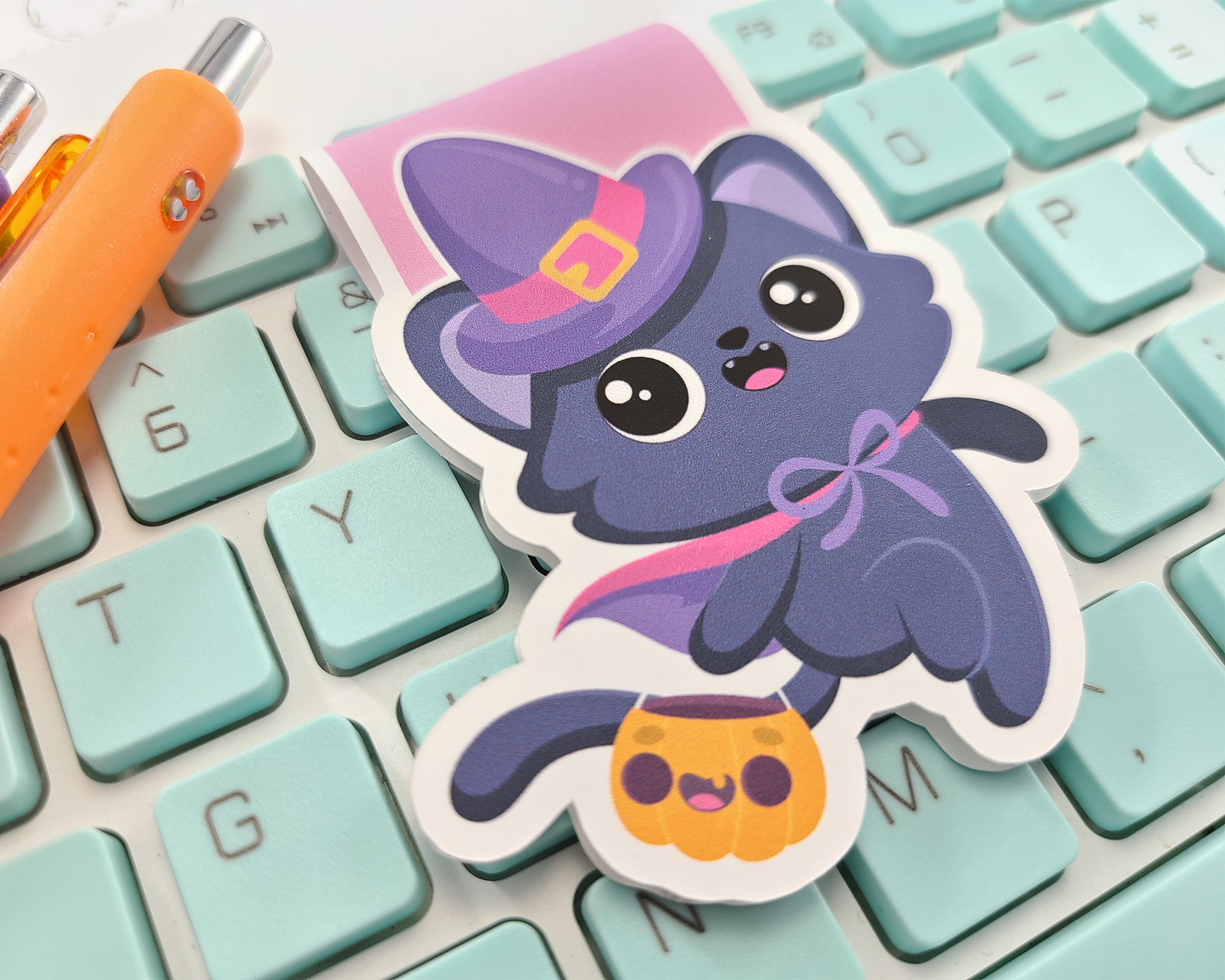 Halloween Cat Witch Magnetic Bookmark