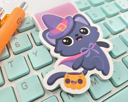 Halloween Cat Witch Magnetic Bookmark