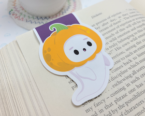 Halloween Pumpkin Ghost Magnetic Bookmark