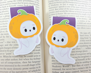 Halloween Pumpkin Ghost Magnetic Bookmark