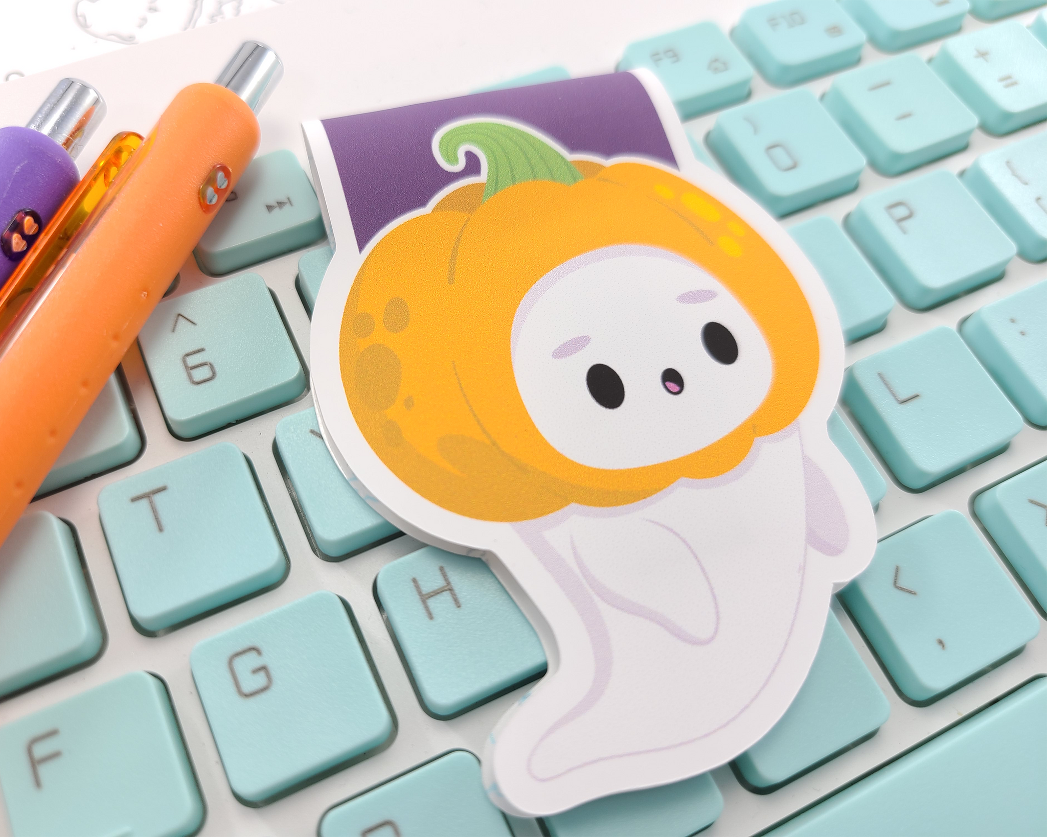 Halloween Pumpkin Ghost Magnetic Bookmark