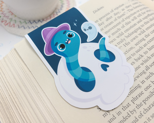 Halloween Worm & Skull Magnetic Bookmark