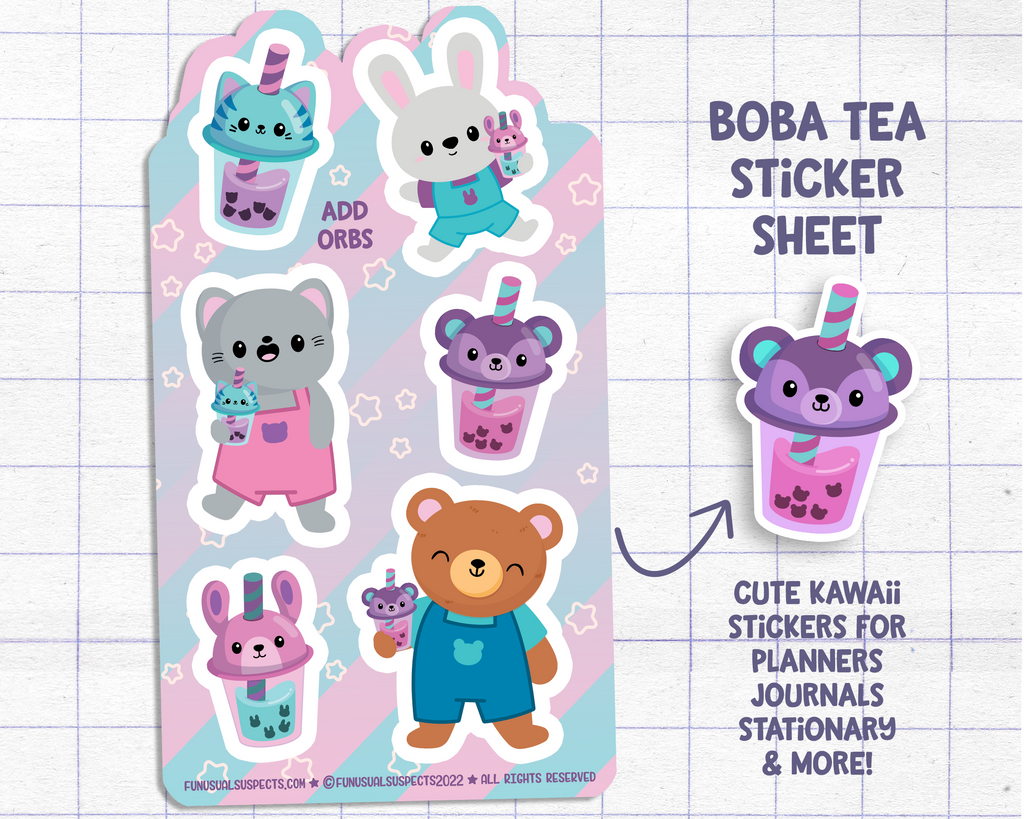 Boba Tea Sticker Sheet