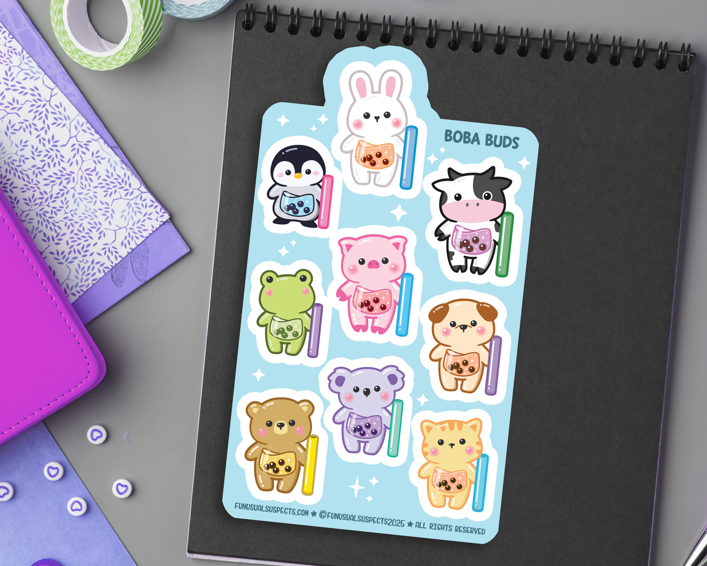 Boba Animals Sticker Sheet