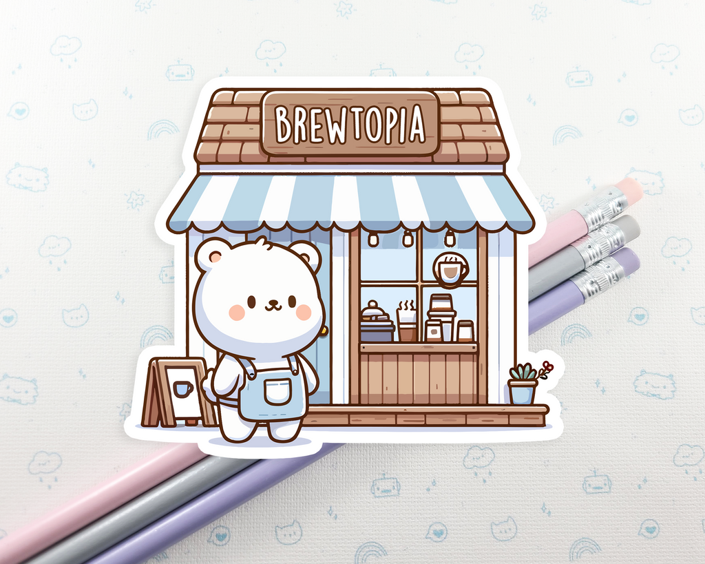 Bear Coffee Stand Sticker