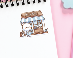 Bear Coffee Stand Sticker