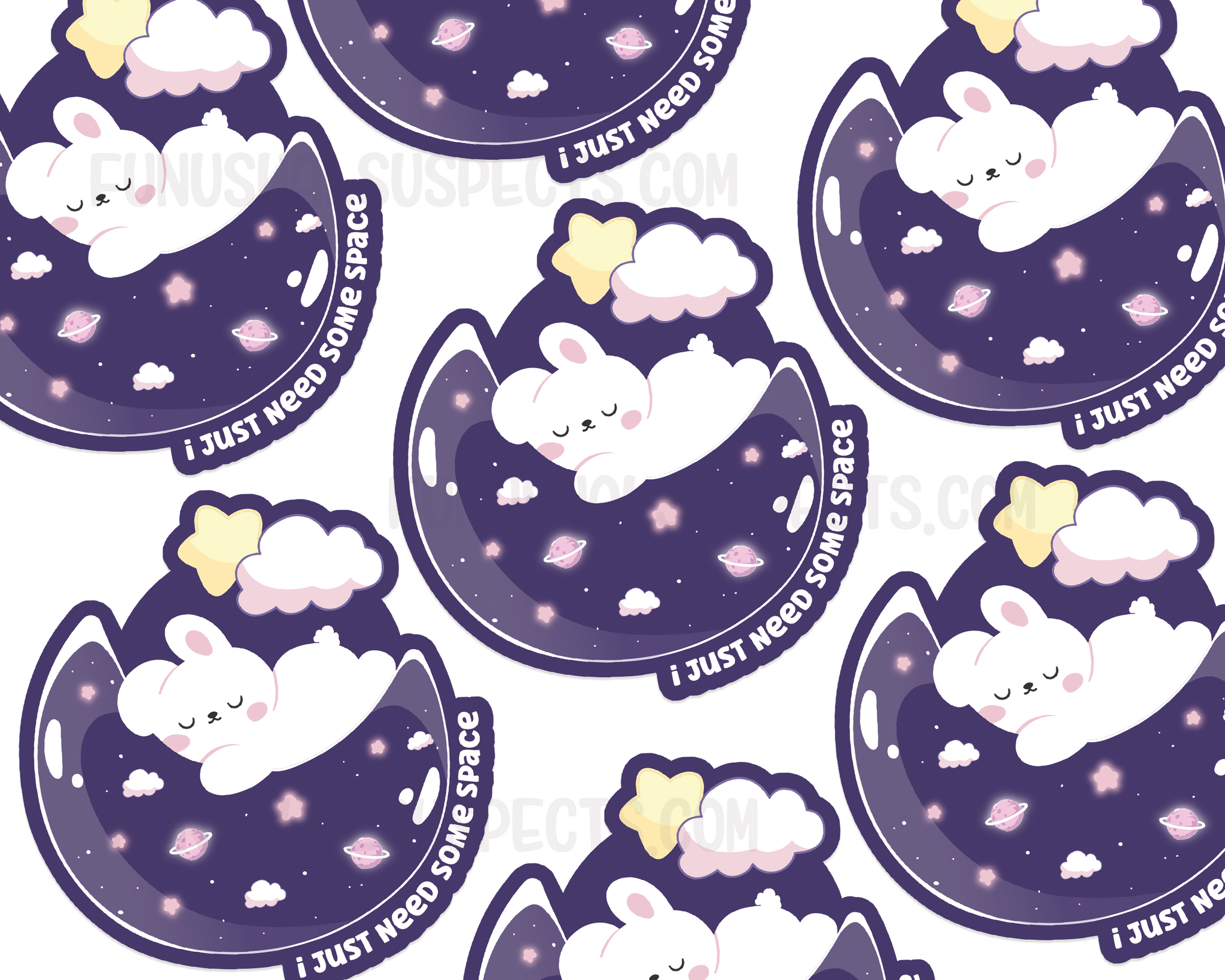 Bunny Need Space Holographic Stars Sticker