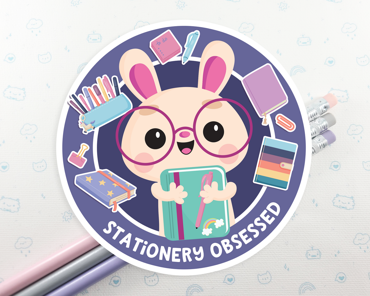 Stationery Obsessed Bunny Sticker