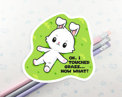 Bunny Touched Grass Sticker