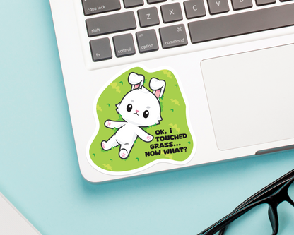 Bunny Touched Grass Sticker