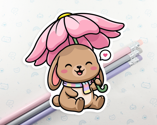 Bunny Under Flower Sticker