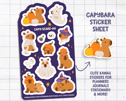 Capybara Halloween Sticker Sheet