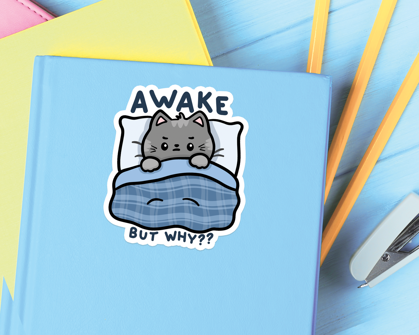 Cat In Bed Sticker