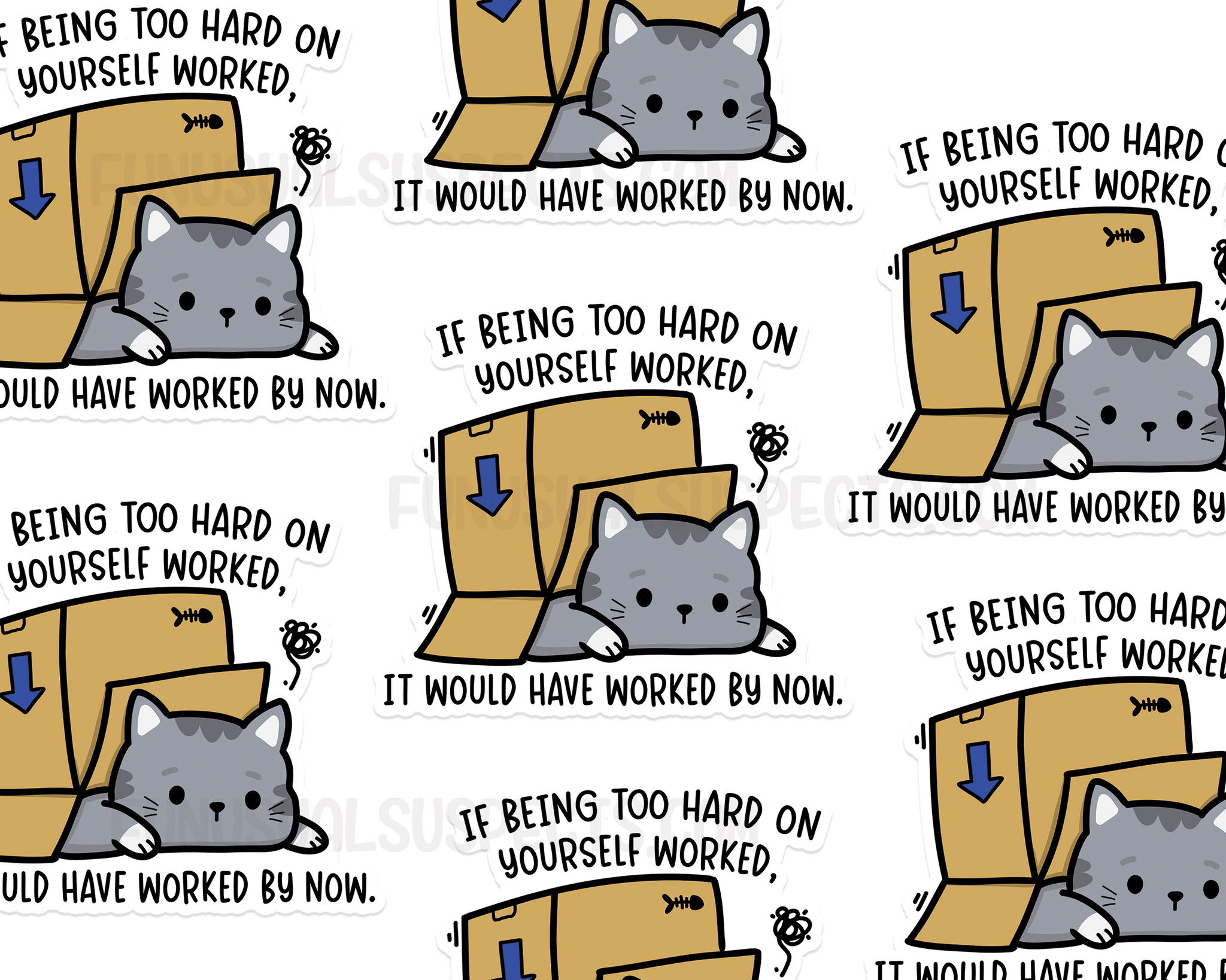 Cat Being Too Hard On Yourself Sticker