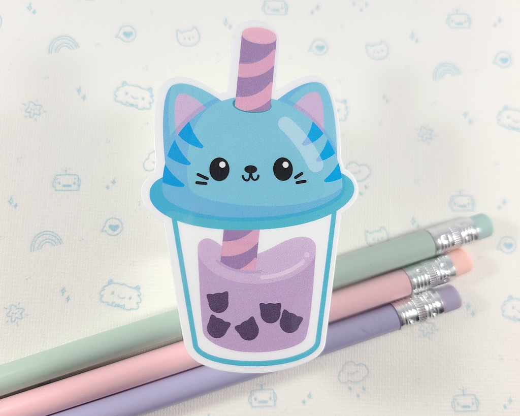 Boba Cat Cup Sticker