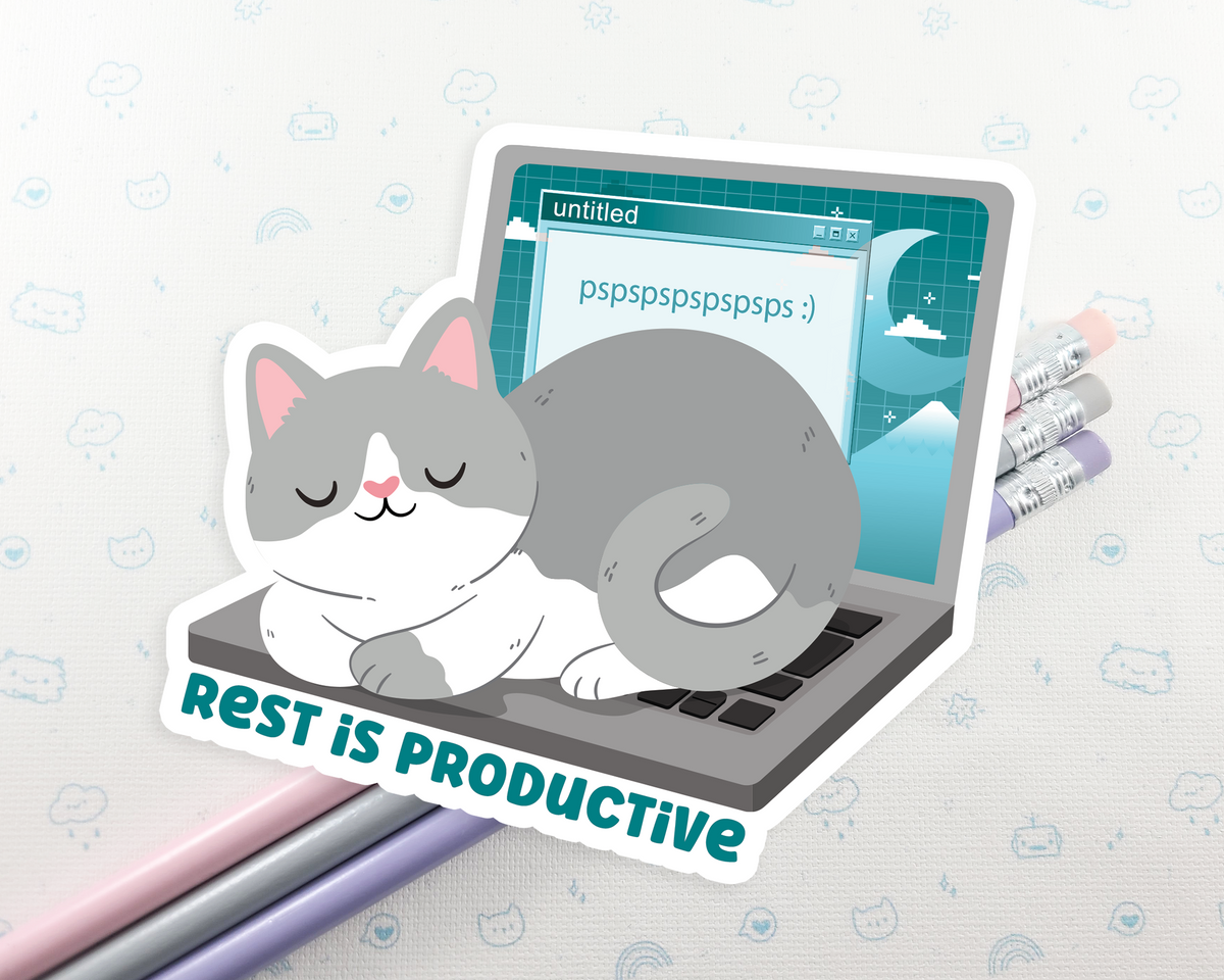 Cat Rest Is Productive Sticker – FunUsualSuspects