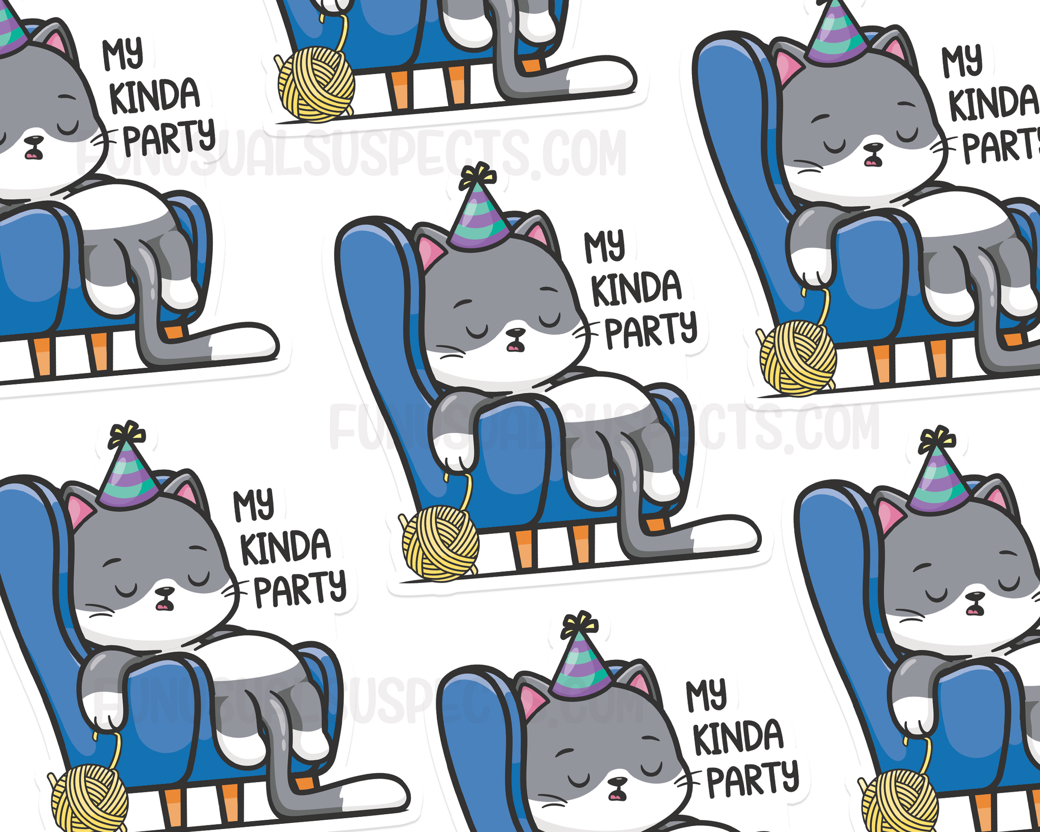Cat My Kinda Party Sticker