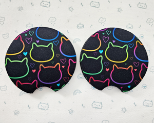 Neon Cat Car Coasters