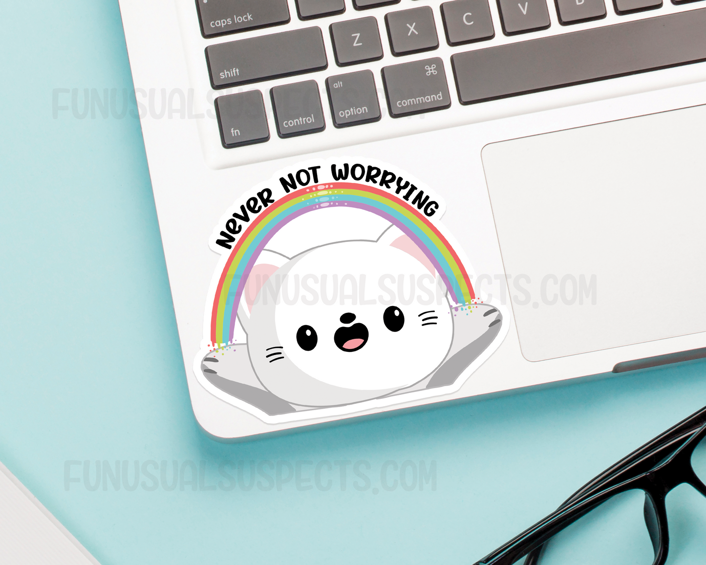 Cat Never Not Worrying Rainbow Sticker