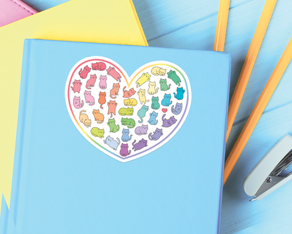 Cat Rainbow Heart Sticker