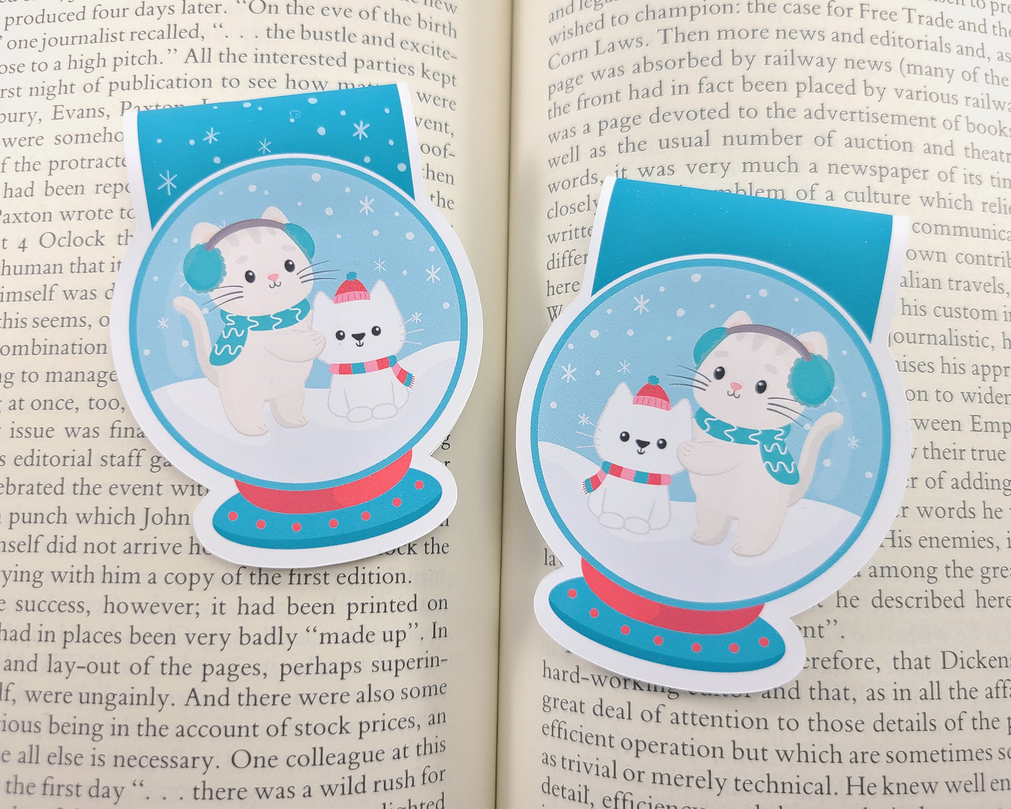 Cat Snowglobe Magnetic Bookmark